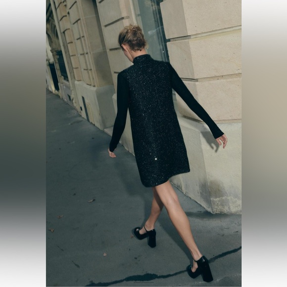 ZARA STRUCTURED SEQUINED MINI DRESS - Picture 3 of 8